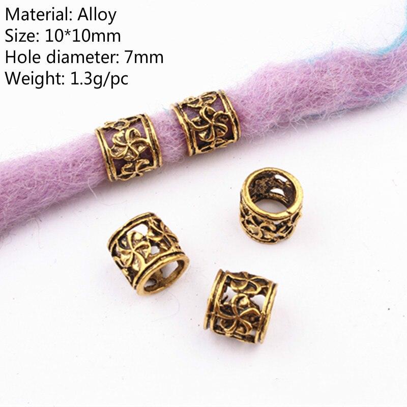5pcs/bag Silver Metal Hair Rings Braid Dreadlocks Bead Hair Cuffs Dread Tube Charm Dreadlock for DIY Hair Accessaries