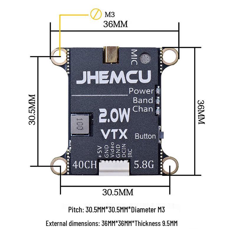 JHEMCU 2W 5.8GHz FPV Видеопередатчик VTX