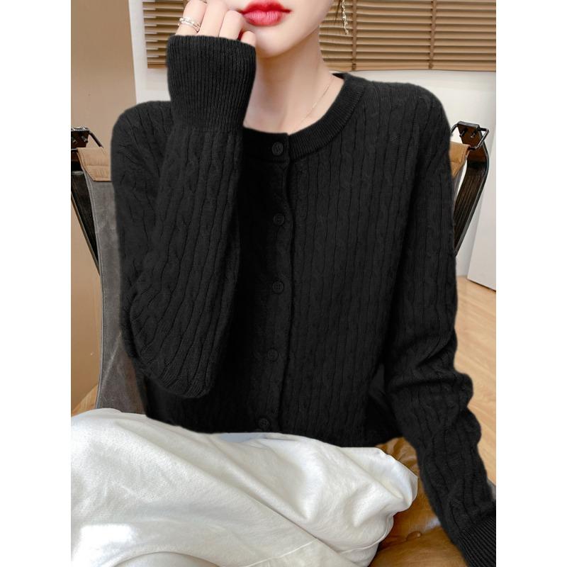 DAFIFY Women's Fashion Casual Fall Winter Solid Color Print Long Sleeve O-Neck Sweaters