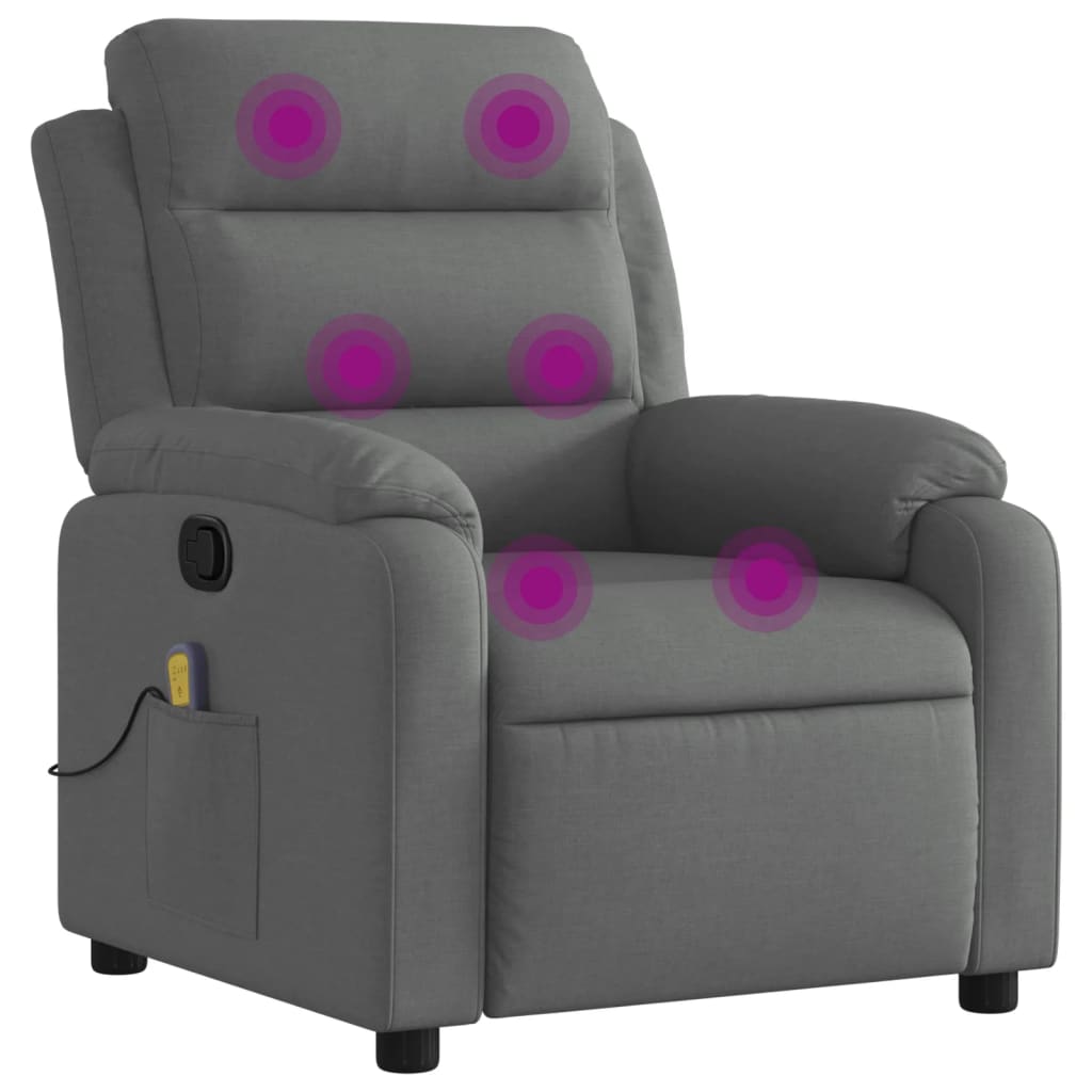 Massage Recliner Chair Fabric Dark Grey
