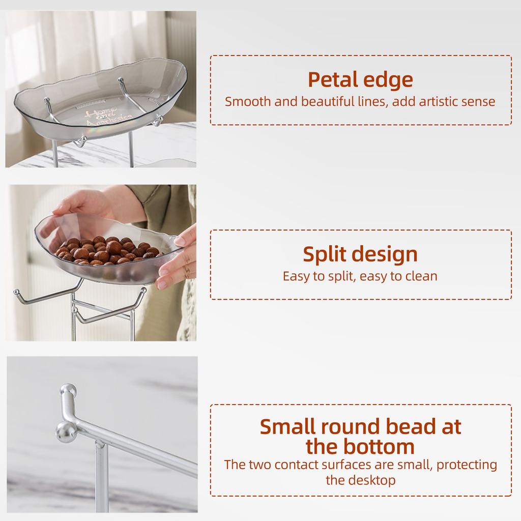 Ваза для фруктов для кухонной стойки. 3-х уровневая акриловая корзина для фруктов с сервировочными чашами и металлической подставкой.