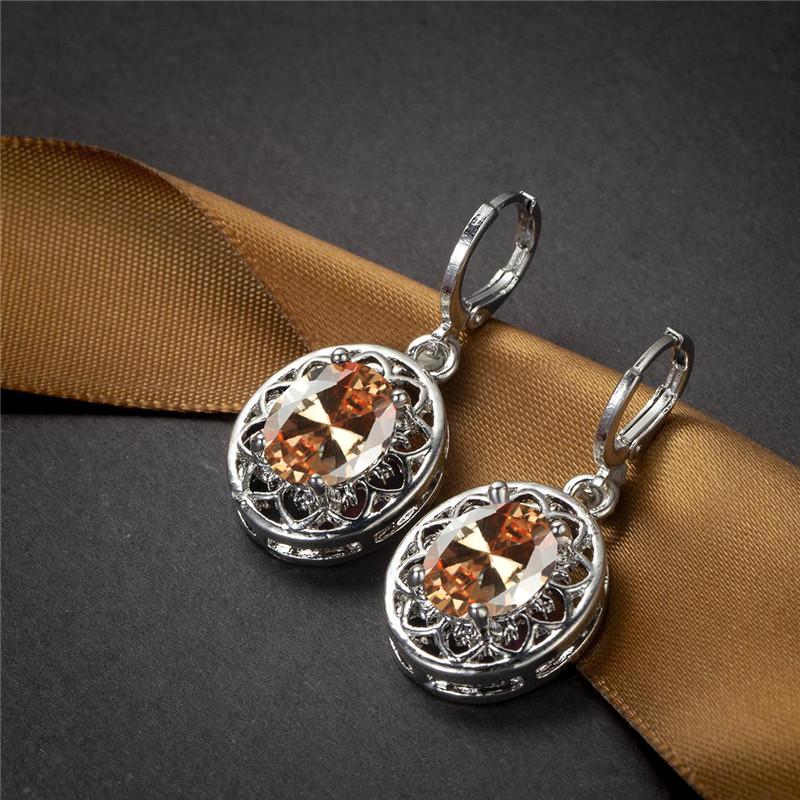 Роскошные серьги-кольца с кристаллами и радужным камнем, классические серебряные обручальные серьги, изящные овальные серьги с цветком из циркона для женщин