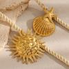E.B.belle Exaggerated Woven Thick Rope Sun Starfish Pendant Necklace PVD Plated Stainless Steel Summer Holiday Jewelry