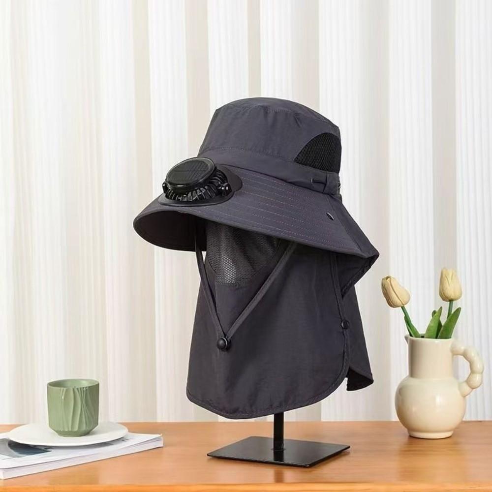 Adjustable Solar Rechargeable Fan Hat Portable Wide Brim Fan Hat Fishing Sun Shading Hat Travel