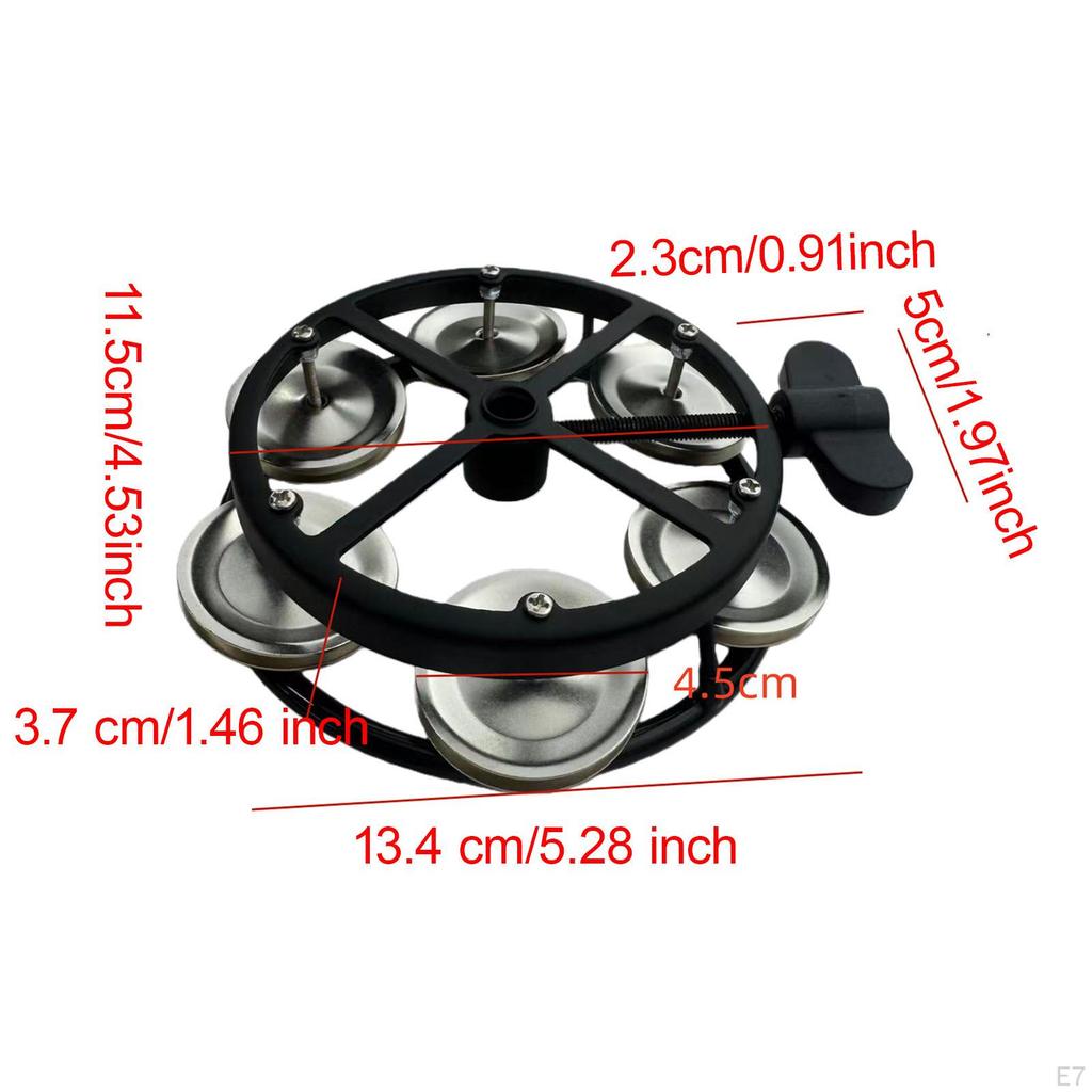 Hi Hat Tambourine Drum Cymbals Diameter 11.5cm Bell with Metal for Concert Ensemble Kids Adults