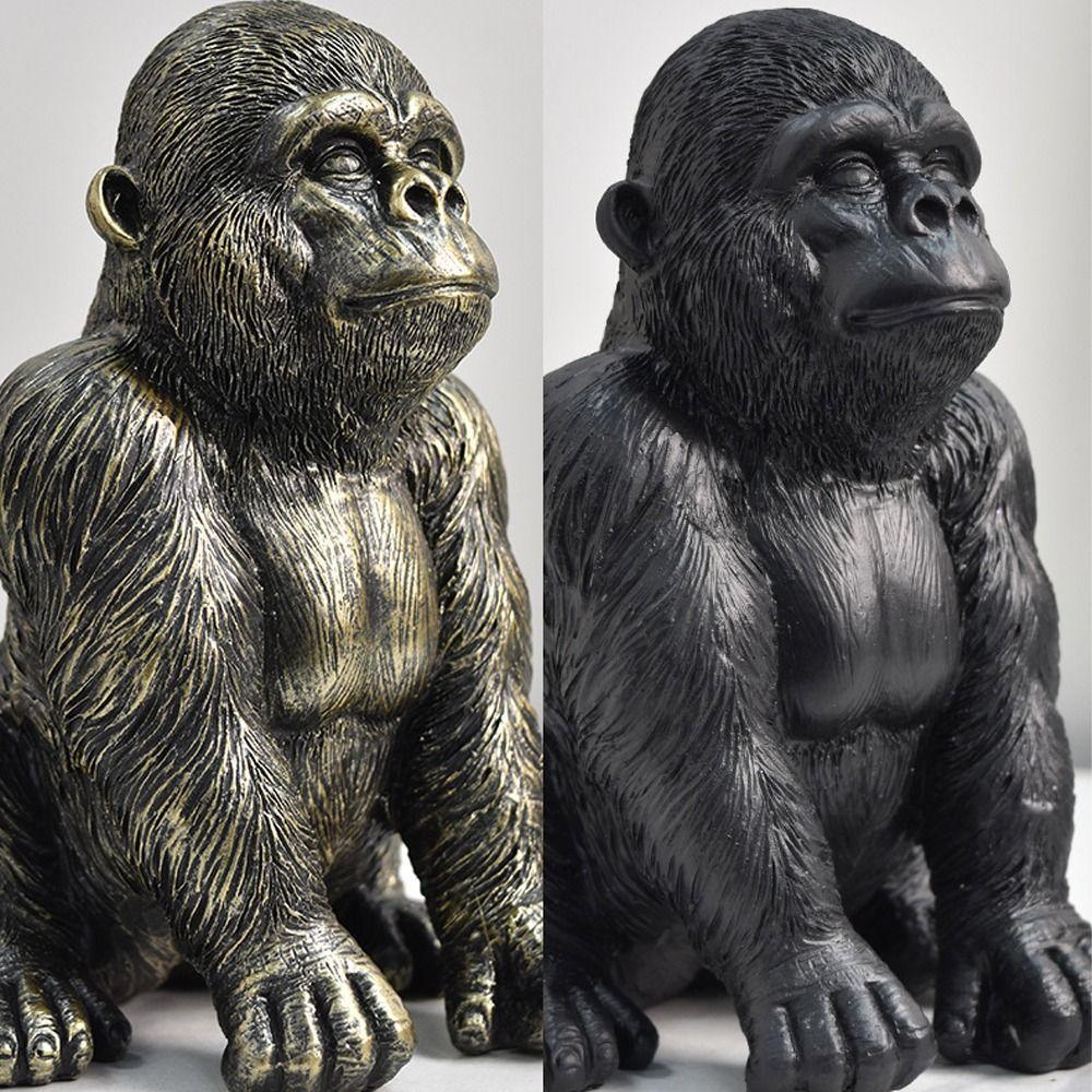 Черное золото горилла настольное украшение ручной работы фигурка животного смешная горилла статуэтка Кинг-Конга детский подарок