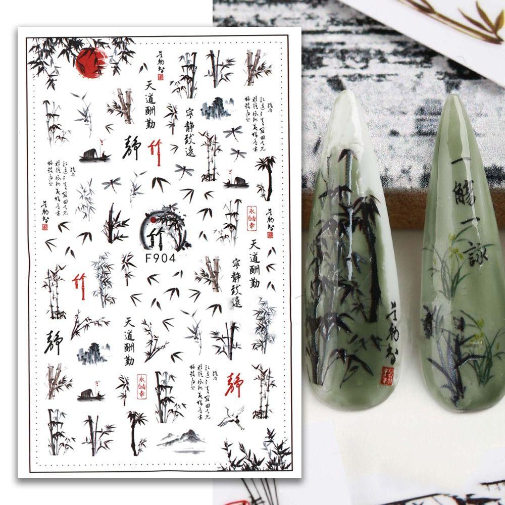 Древняя поэзия Китайские стили Наклейки для дизайна ногтей Маникюрная декорация Наклейки для ногтей Декор для дизайна ногтей