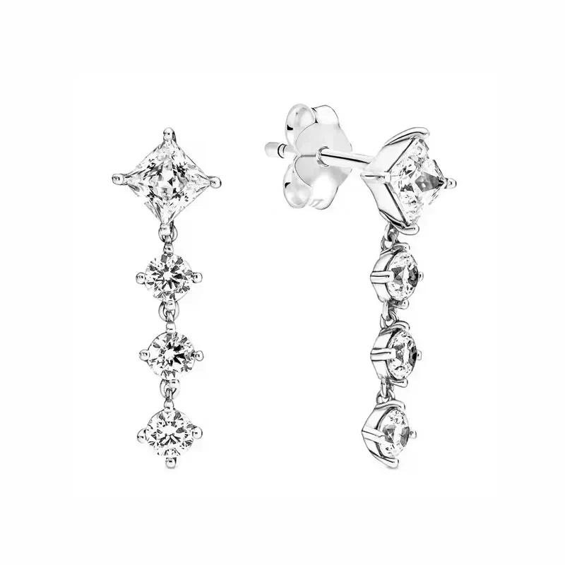 Серьги-сердечки из серебра 925 пробы Изысканные Блестящие Круглые Легкая Роскошь Ювелирные изделия Идеальные Праздничные Подарки для Нее