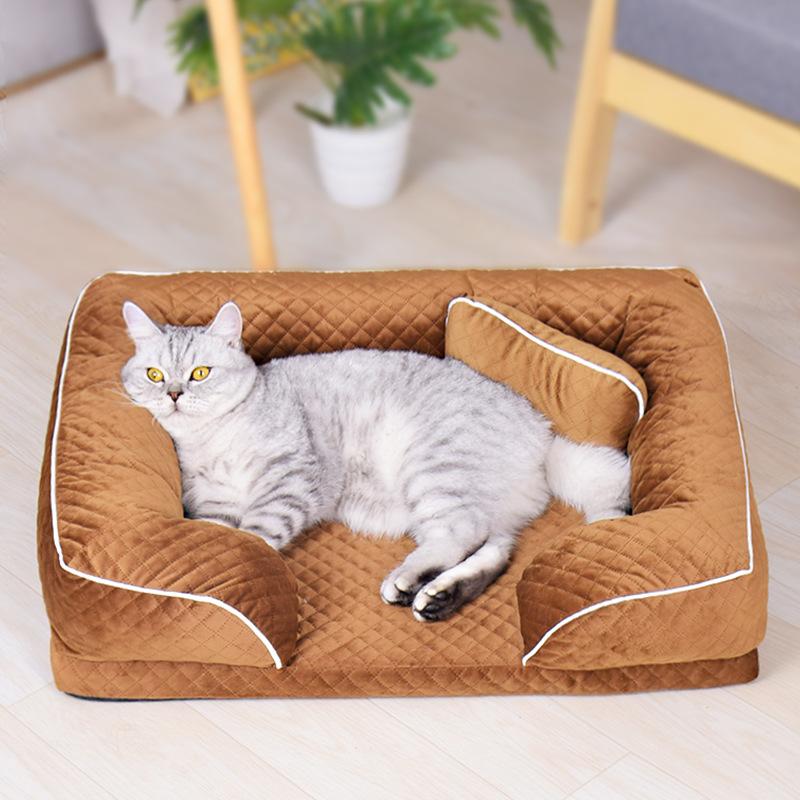 Утолщенное кошачье гнездо, зимнее теплое кошачье гнездо, универсальный моющийся утолщенный теплый кошачий диван-кровать, морозостойкий спальный коврик для всех сезонов