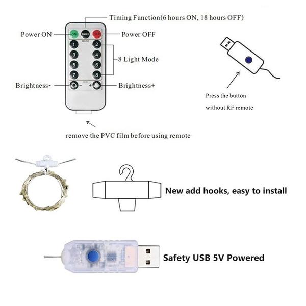 Новая светодиодная радужная штора-гирлянда 1,5 * 2 м, USB, восемь режимов, сказочные огни, гирлянда для Рождества, свадьбы, вечеринки, декорация для помещений и улицы LS