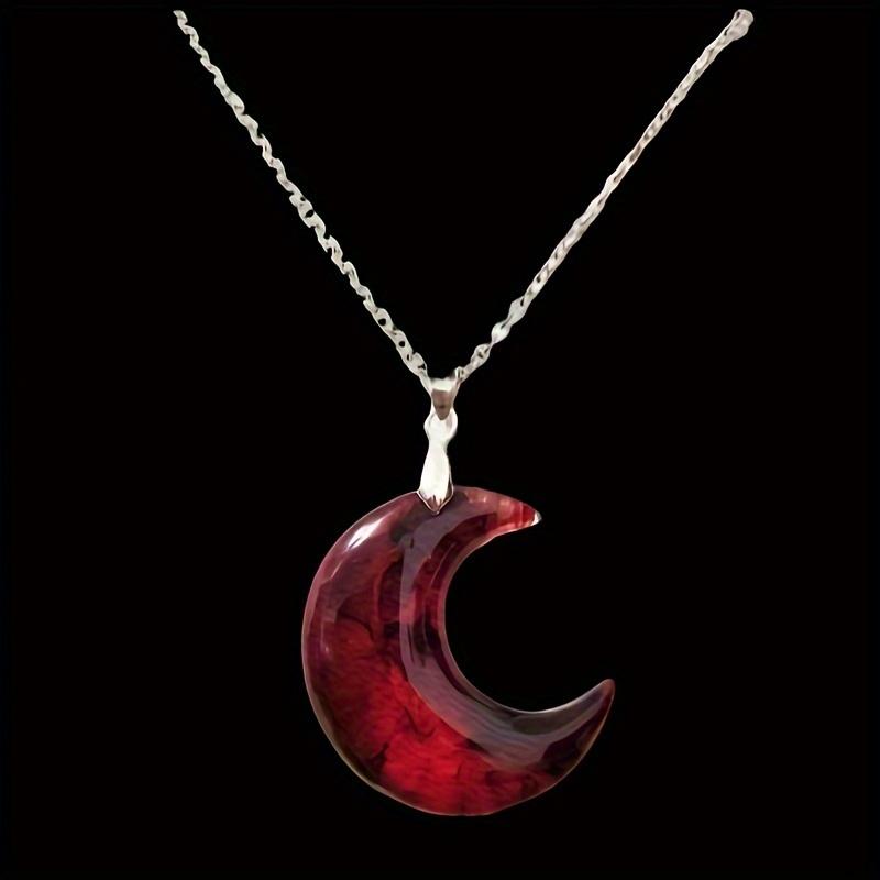 [Creative Moon-Shaped Necklace] Synthetic Moon-Shaped Pendant Necklace | for Party, Evening Wear, Daily Outfits, and Holiday Gifts