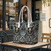 Gothic Retro Pattern Casual Tote Bag Large Capacity Fashion Shoulder Bag for Daily Use