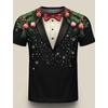 Christmas Tree Snowflake Bow Tie Men's 3D Print O-Neck T Shirt Tee Party Casual Christmas Theme T Shirt Short Sleeve Tops
