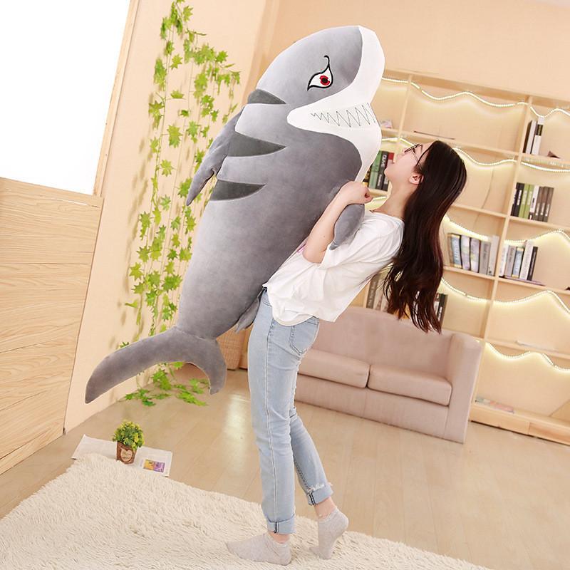 Плюшевая Большая Игрушка Акула Белая Акула с Подушкой для Сна Кукла-Тряпичница Ребенок Девочка Подарок на День Рождения