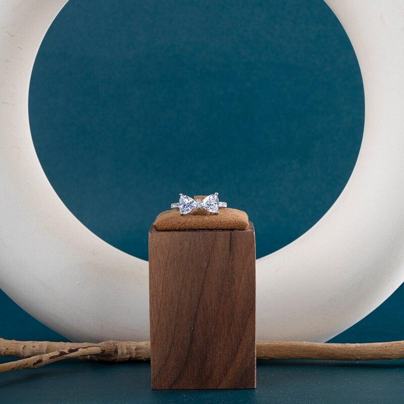 BELLA BOX Роскошные серебряные кольца с бантом для женщин, циркониевые камни в форме сердца, романтические подарки, элегантные аксессуары, повседневное кольцо, хит продаж