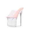 Прозрачные тапочки из ПВХ, 19 см, супер высокая платформа, тапочки для стриптиза на пилоне, высокие каблуки, женские сандалии с открытым носком, размер 43