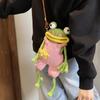 Handwoven Big Mouth Frog Phone Pouch DIY Material Bag Crossbody Crochet Purse  Parent-child