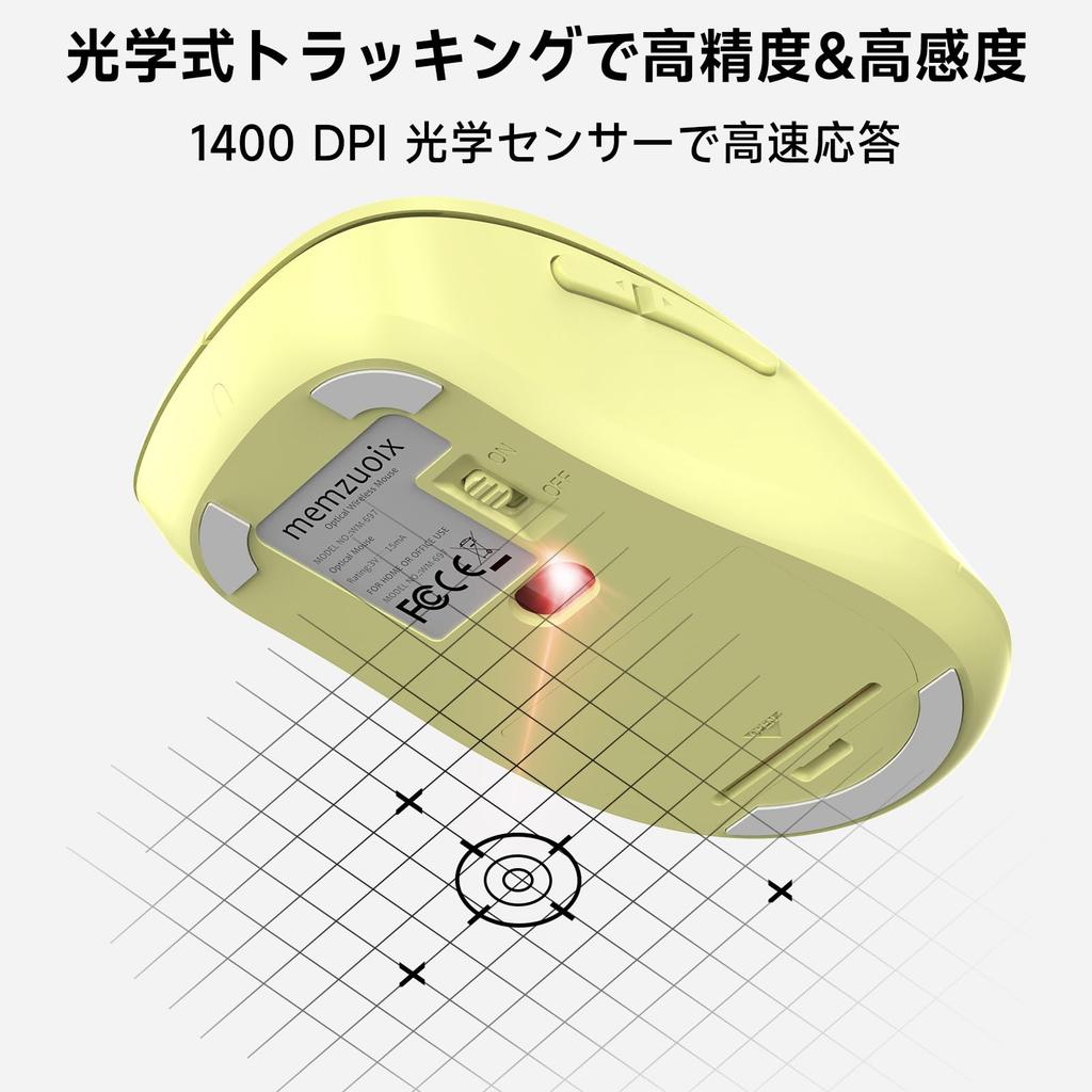 QAF Беспроводная Эргономичная Оптическая Мышь 1400DPI с USB-приемником 5, Совместима с Красным и Лимонно-Желтым Цветами, 2.4ГГц, Дизайн, Длительное Использование, Высокоточная