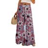 Женские летние брюки-палаццо в стиле бохо с высокой талией, широкие повседневные брюки с цветочным принтом и карманами