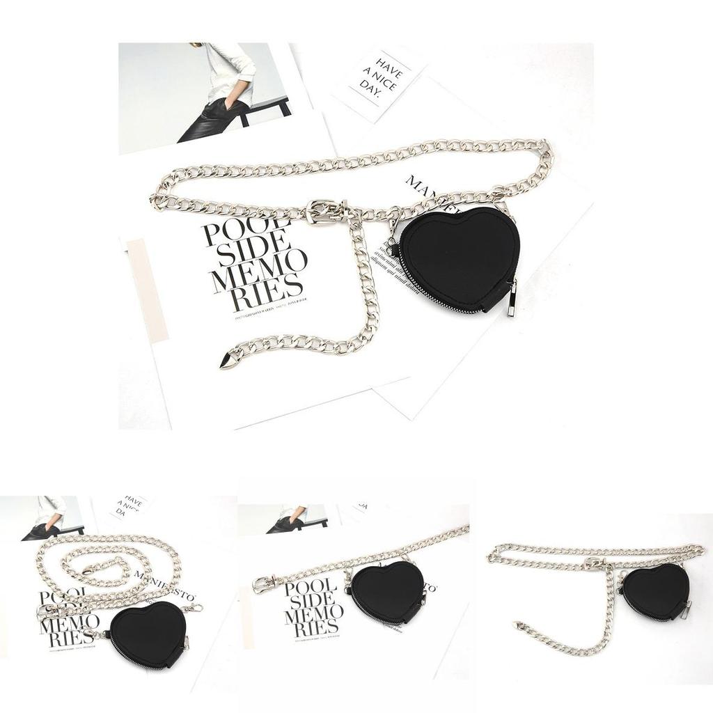Fashion Metal Women Waist Chain With Detachable Heart Shaped Bag Pendant For Outdoor Wear