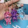 Car Charm Cartoon Backpack Pendant Acrylic Key Fob Liquid Keyring Glitter Bear Quicksand Keyring