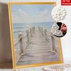 Pearl and Diamond Painting Art Kit Ocean Pier Scenery DIY Gemstone Beading Craft Kit Home Wall Decoration