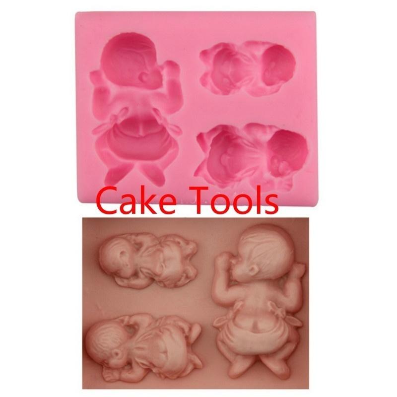 3 Cavity DIY Sleep Baby Fondant Silicone Cake Mold Soap 3D Cupcake Jelly Candy Chocolate Decoration Bakiing Molds