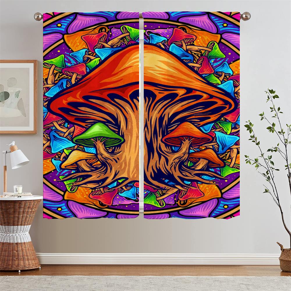 Abstract Mushroom Pattern Christmas Curtains for Living Room Ready Curtains Cheap Things With Free Shipping for Home Blind Curls