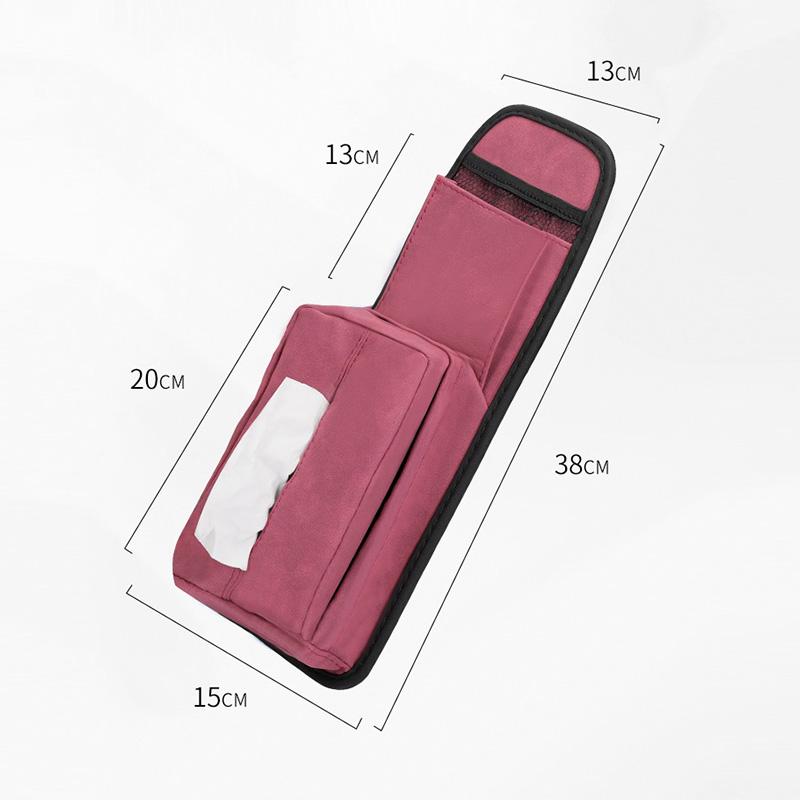 Замшевый органайзер для автомобильного сиденья, боковая подвесная сумка для хранения, многокарманный держатель для телефона, коробка для салфеток, сумка для мелочей, автомобильный интерьер