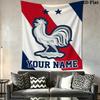 Custom Name Rooster France Wall Tapestry Aesthetic Wall Hanging Printed Fabric Blanket Decorative Tapestries for Bedroom Living Room Home Decor