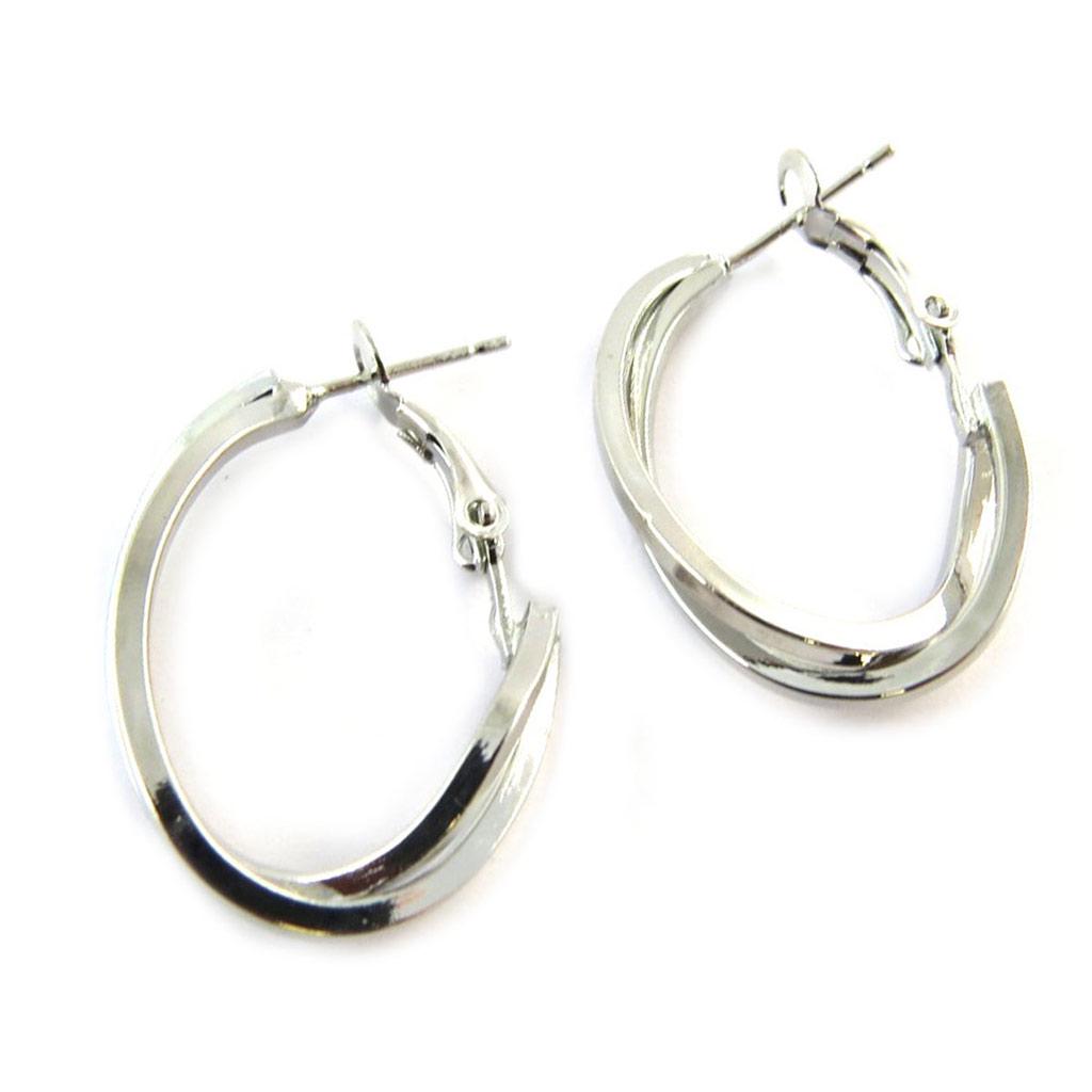 Les Trésors De Lily [N7240] - Silver 'Choreography' Hoop Earrings - 28x23 Mm