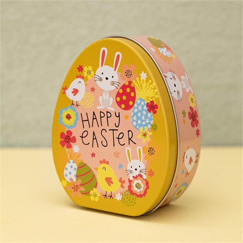 8x Easter Eggs Candy Boxes with Rabbit Pattern Candy Boxes Metal Snacks Container Mini Snacks Boxes for Party
