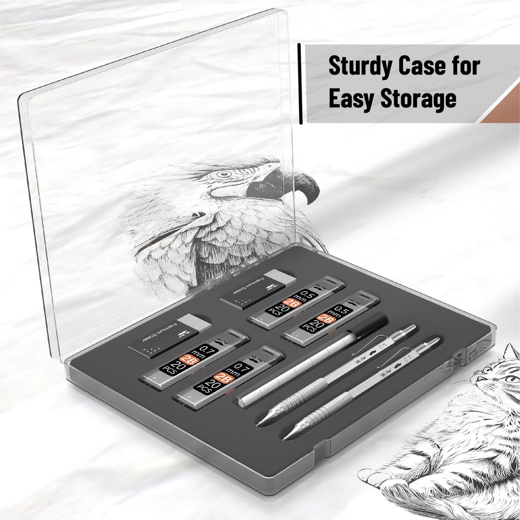 Ручка Металлический механический карандаш Набор 2 размеров Механический карандаш Карандаш для набросков Карандаш для черчения Механический карандаш Металлический грифельный карандаш Mr. 0,5 и 0,7 мм