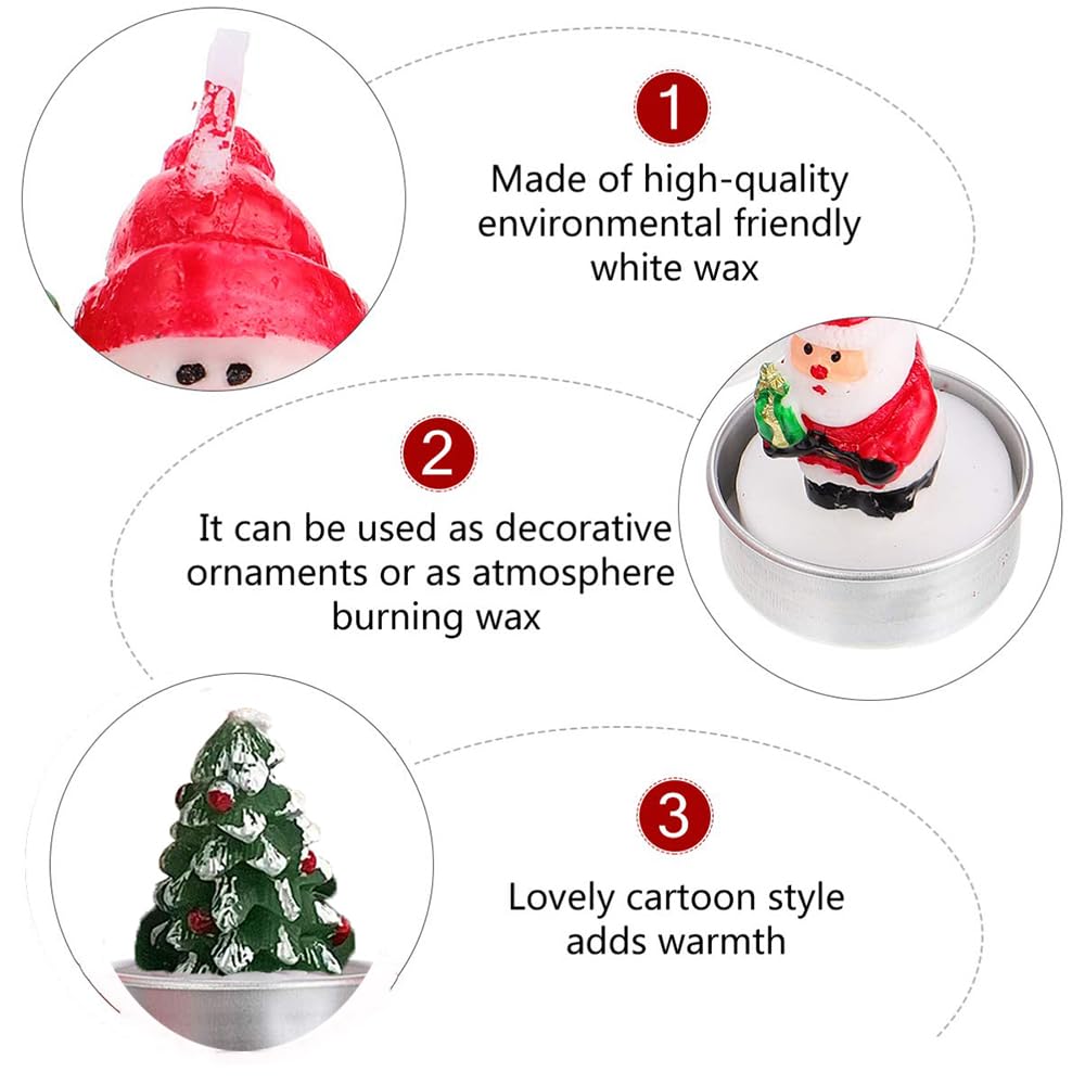 3pcs/set Christmas Candles Mini Claus Xmas Tree Snowmen Shaped Tin Cans Handheld Candles for Home Decor New Year Craft Gifts
