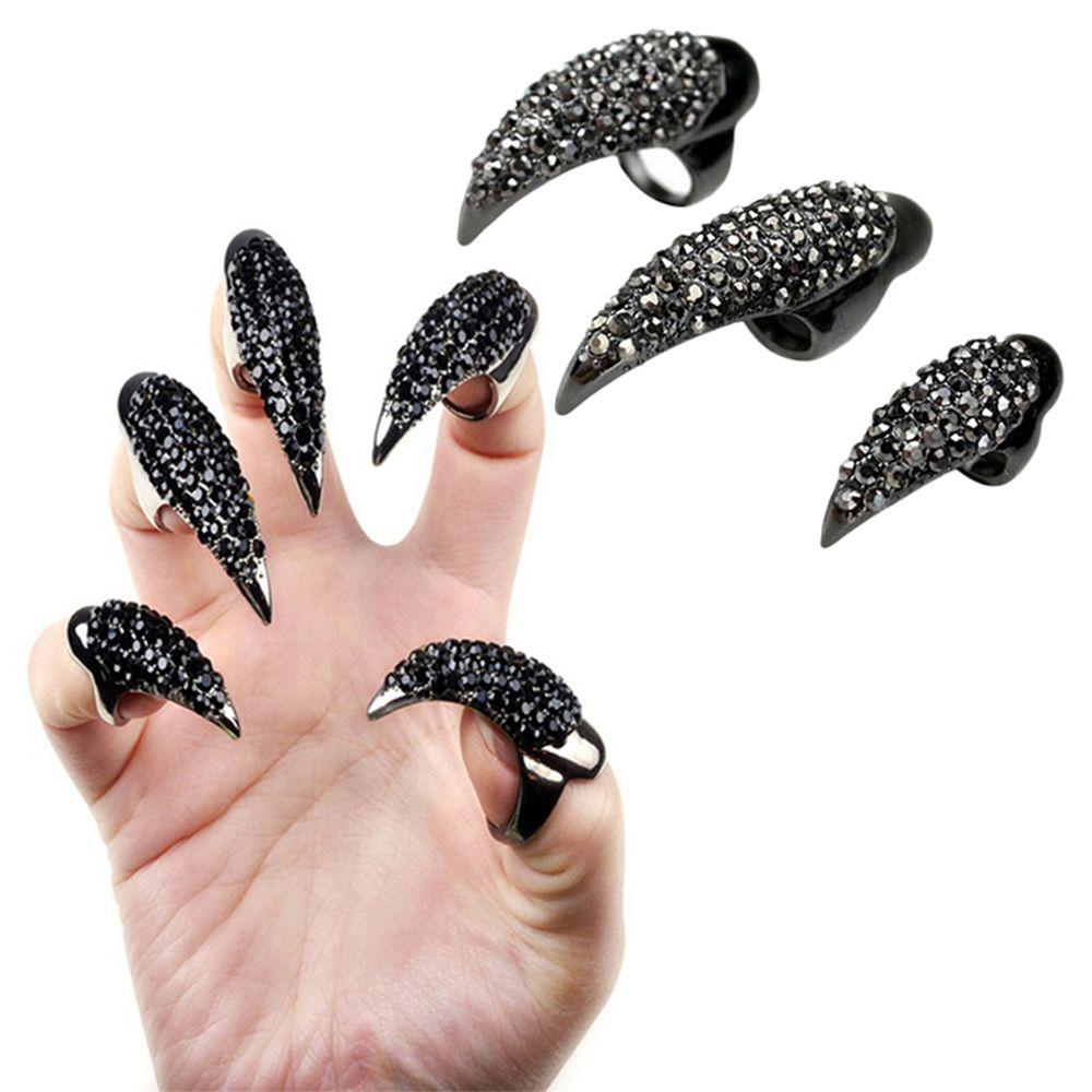 Cool Rock New Brand Crystal Rhinestones Eagle Claw Hook Ring Exquisite Gothic Punk Finger Nail
