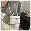 Color Solid Simple Lychee Texture Embossed Women Single Shoulder Square Bag