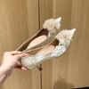 Single Shoes Women's Summer 2025 New Spring Autumn Shoes Crystal High Heels Wedding Shoes Versatile Rhinestones Full Diamonds High Heels Are Not Tired