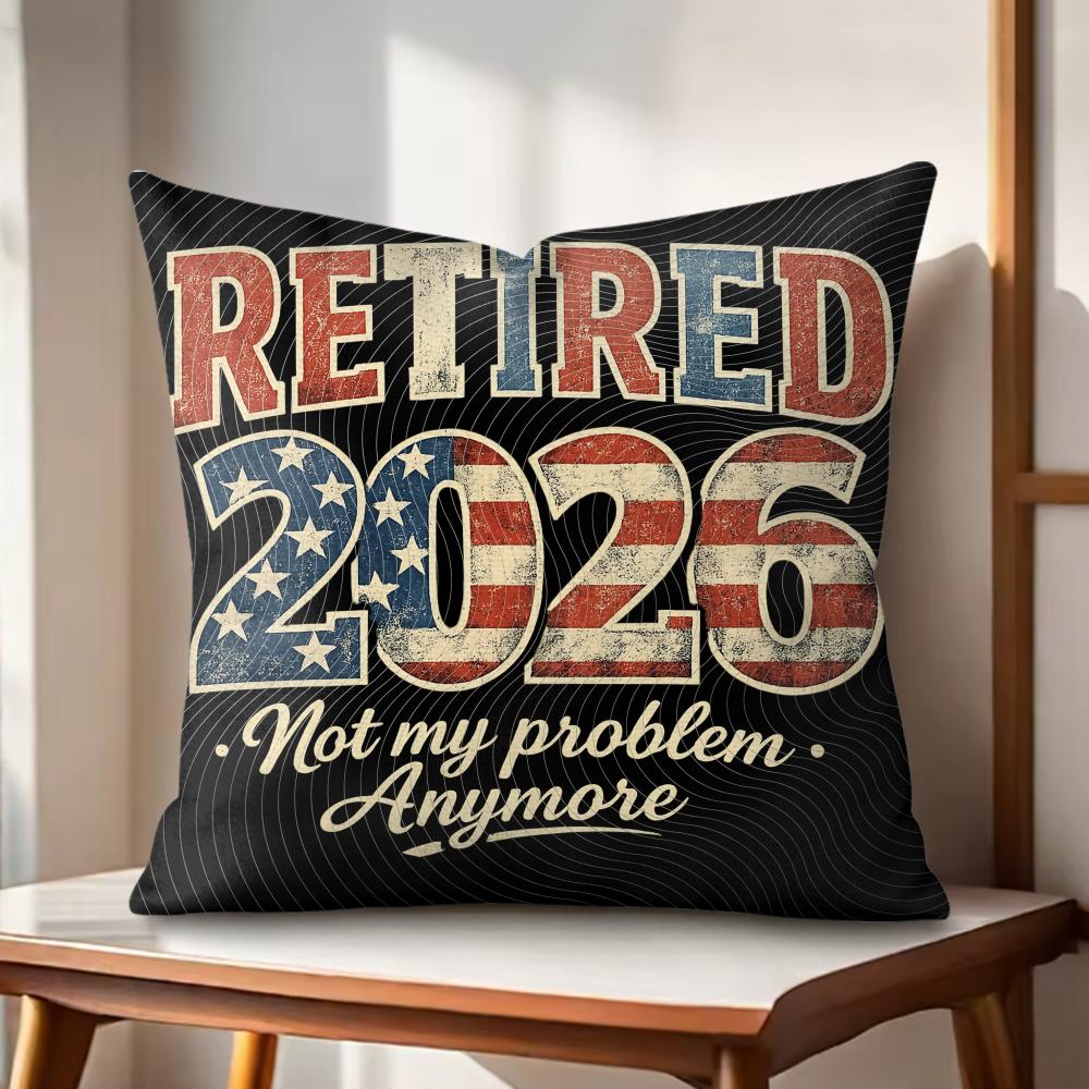 retired gift 2026 Cushion Cover Natural Linen Organic Fabric Double-Sided Printing Couch Pillow Covers Home Decor