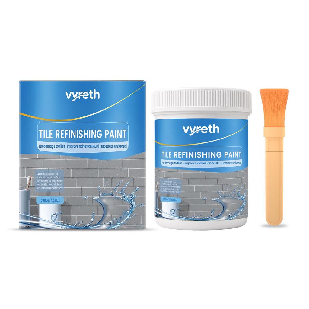 Водостойкая плиточная краска Vyreth: Меняет цвет, устойчив к пятнам, не требует снятия плитки при ремонте кухни и ванной комнаты.