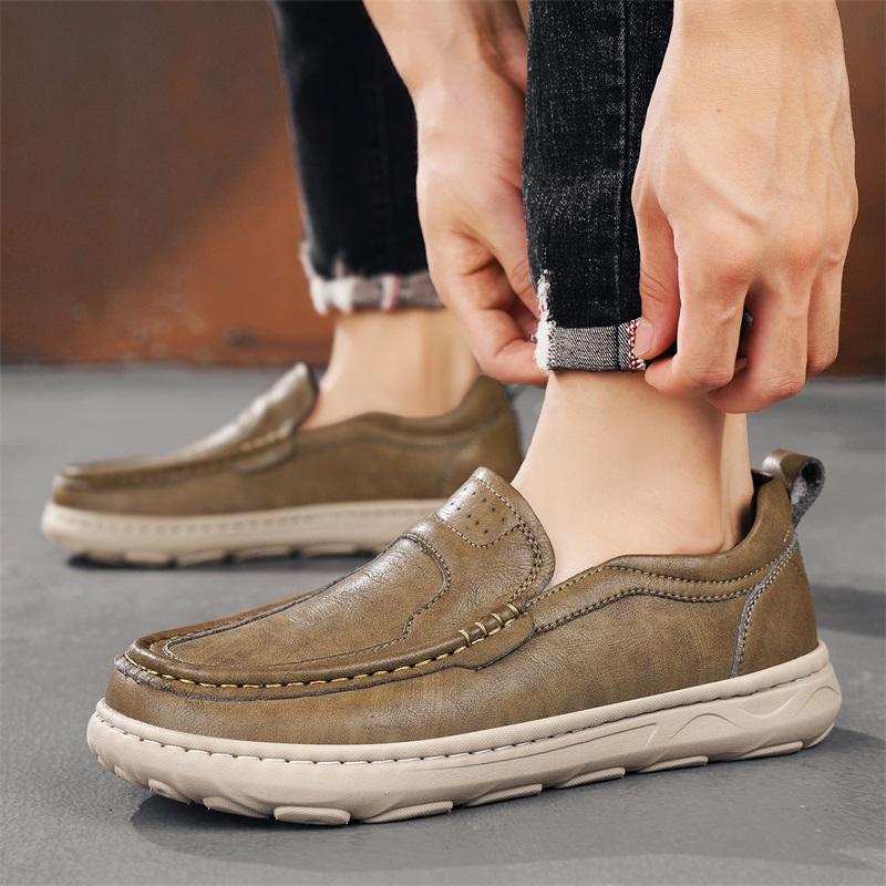 British Style Genuine Leather Men Shoes Trend Comfortable Casual Shoes Outdoor Men Sneakers Moccasins Men Flats Shoes