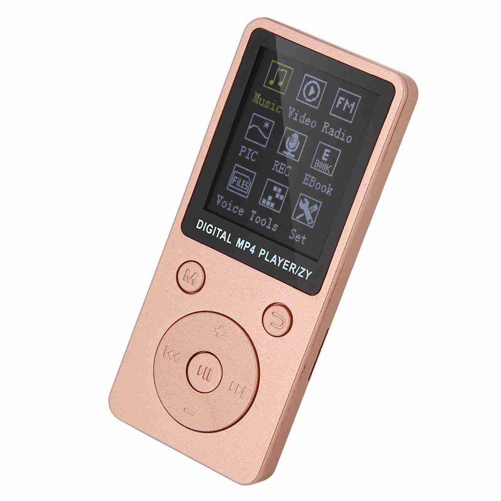 Portable Screen MP4 Music Player Support 32GB TF Card with Headphone Long Standby Time Rose Gold