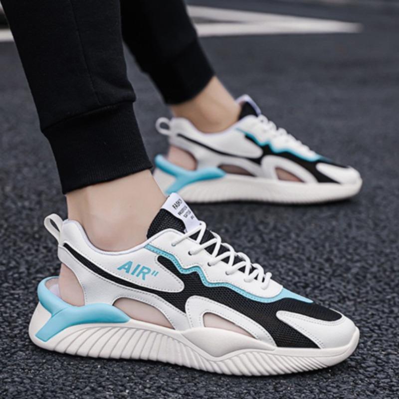 Модные мужские спортивные сандалии Лето 2025 Новые дышащие мужские кроссовки для бега на открытом воздухе С вырезами На шнуровке Модные спортивные пляжные сандалии