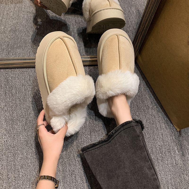 2025 Autumn and Winter New Outer Wear Thick-soled Heightening Warm Cotton Shoes Student Dormitory Home Soft-soled Non-slip Cotton Slippers Women