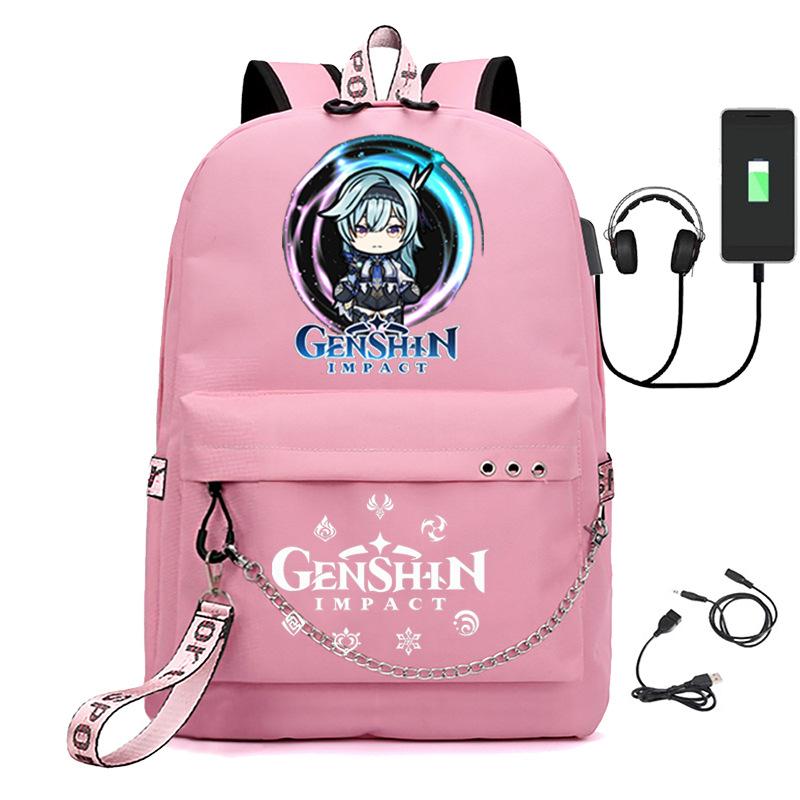 Харадзюку Молодежные Школьные Сумки Унисекс Genshin Impact Дорожные Сумки С USB-зарядкой Оксфордские Водонепроницаемые Рюкзаки на Плечо для Ноутбука
