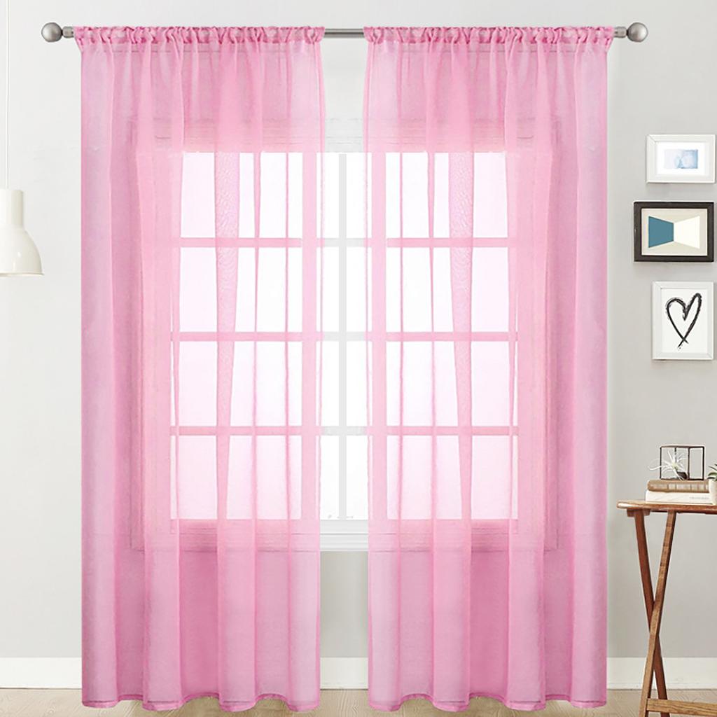 1pc Modern Solid Colour Sheer Curtain, Rod Pocket Curtains for Living Room Bedroom, Home Decoration, French Window Screen