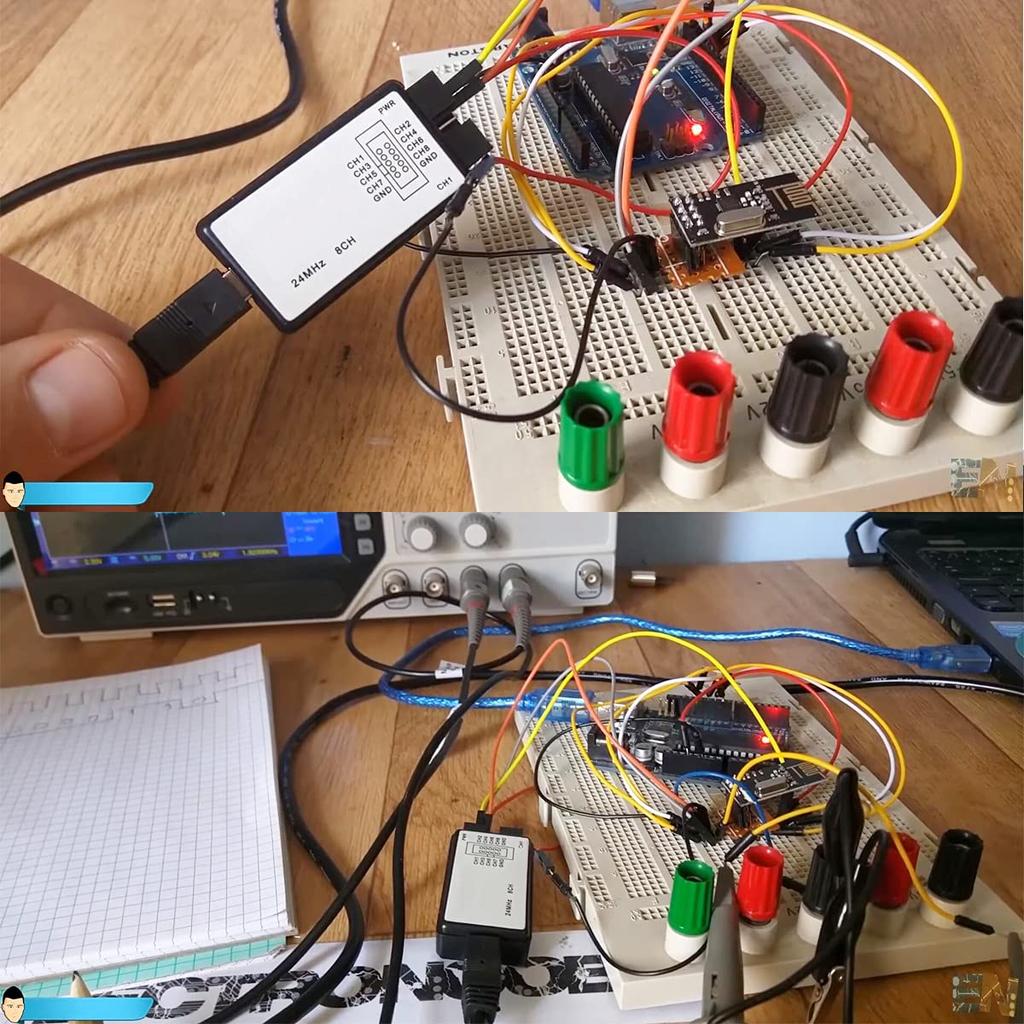 Youmile USB Логический анализатор 24 МГц 8 каналов UART IIC SPI Отладка Мини USB кабель Кабель Dupont 6 цветов Набор зажимов-крючков для тестирования для Arduino FPGA M100 SCM