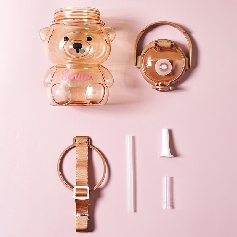 1000 мл Медведь Поильник Детский Портативный Рюкзак Бутылка Для Воды Кружка С Трубочкой