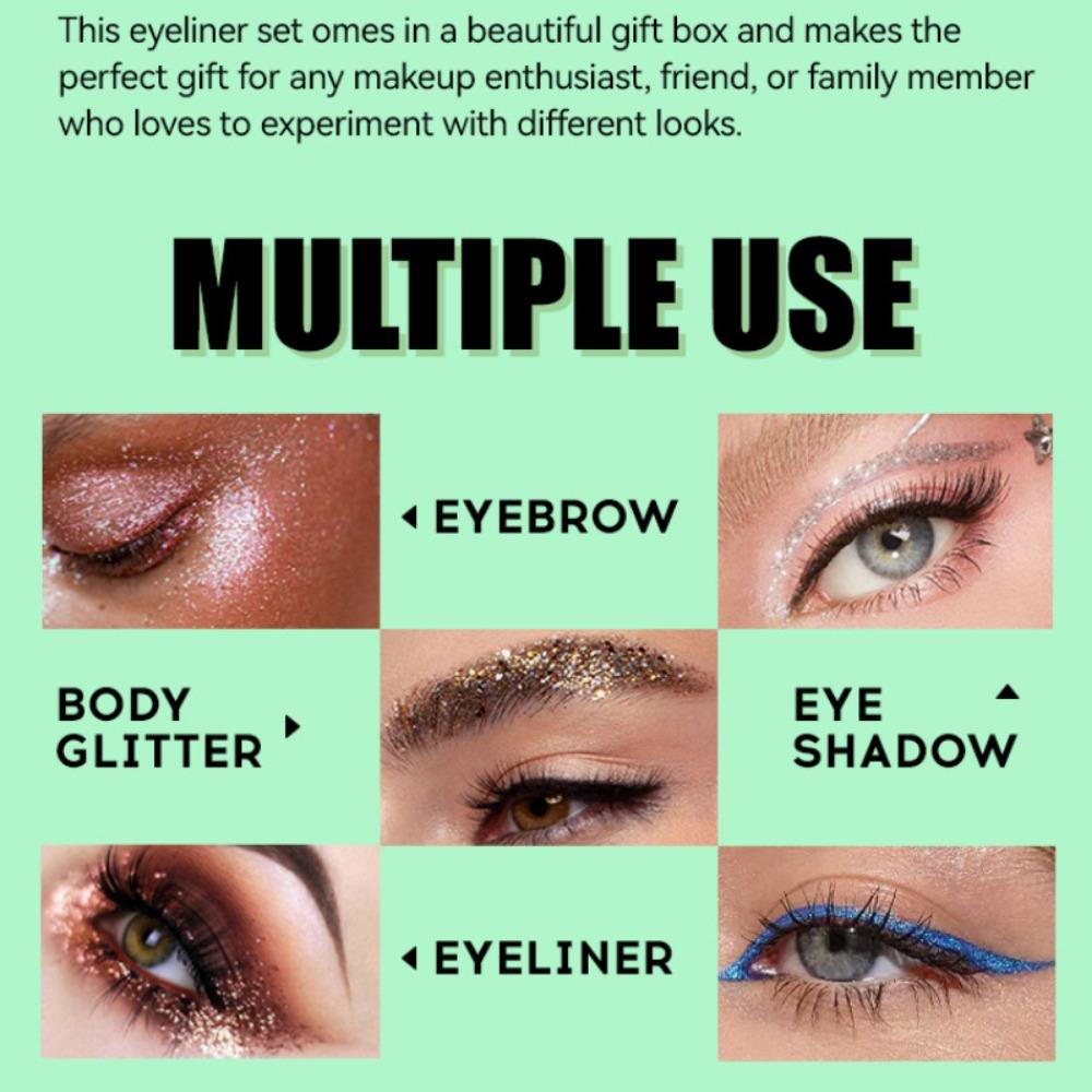 MLSMILE Pearl Eye Eyeliner Explosion Color Sequins, Waterproof, Waterproof and Not Blooming Eyeliner Set