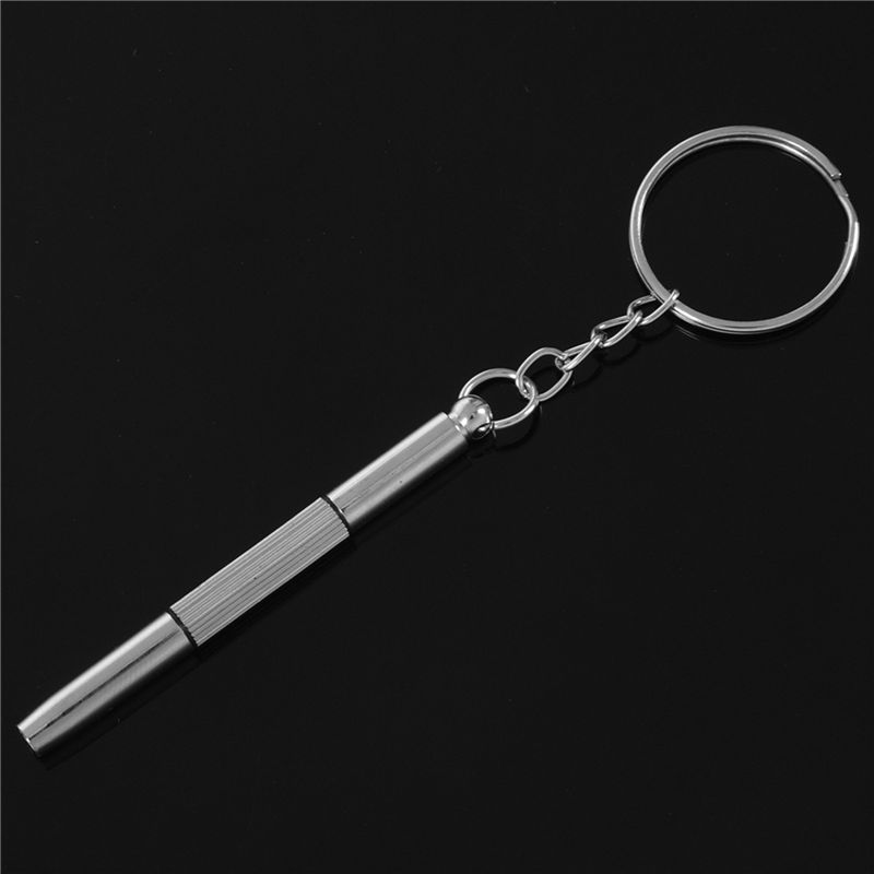 A95D-4X 3In1 Mini Alloy Screwdriver Key Ring Watch Glasses Repair Tool