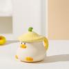 Милая маленькая уточка с крышкой, высококачественная большая емкость для воды, кружка для офиса с мультяшным принтом для девочек, керамическая кружка с высокой термостойкостью